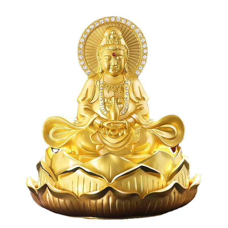 Double-Sided Alloy Guanyin Buddha Car Ornament for Center Console