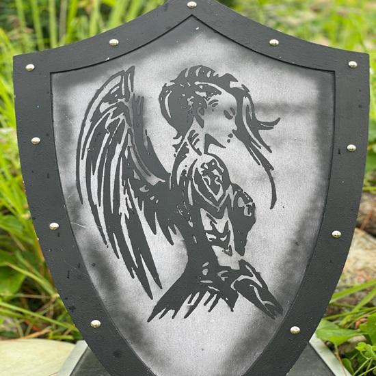 71.12 Cm Templar Shield Valkyrie Viking Shield Dark Angel Warrior Wooden Shield for Cosplay, LARP Best Gift
