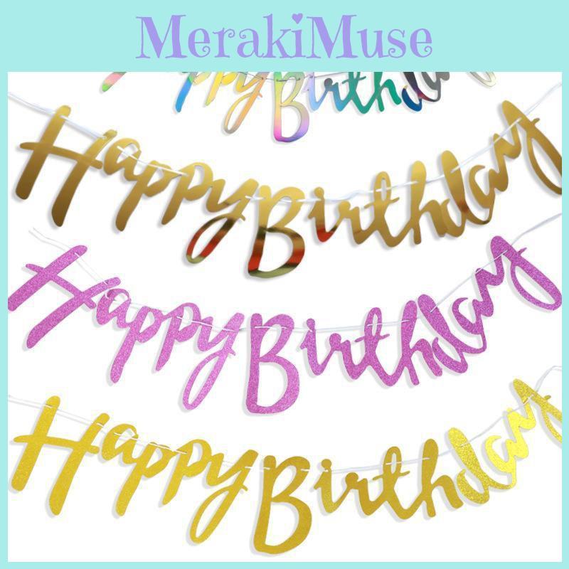 Happy Birthday Banner, Partygirlande, Hängegirlande, Dekoration aus Papierglitzer
