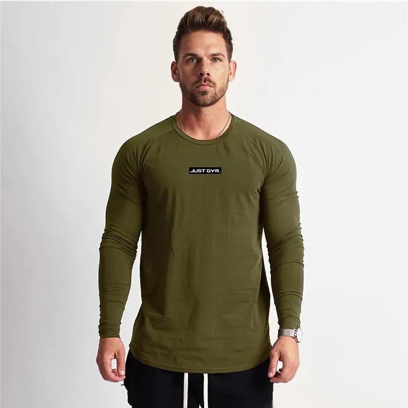 Tun Die Arbeit Neue Marke Mens Casual Fitness Gym Sport Herbst Atmungs Mode Gedruckt Baumwolle Dünne Langarm T-shirt