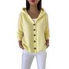 2025 Women’s Solid Color Button Knit Hooded Cardigan Sweater - Casual Fashion for Autumn & Winter