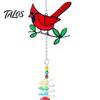 Natural Wildness Window Hangings Faux Crystal Red Bird Suncatcher with Chain, Hanging Ornament Reflective Light Catchers for Porch Prism Heart