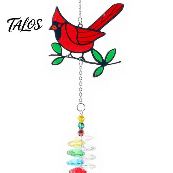 Natural Wildness Window Hangings Faux Crystal Red Bird Suncatcher with Chain, Hanging Ornament Reflective Light Catchers for Porch Prism Heart