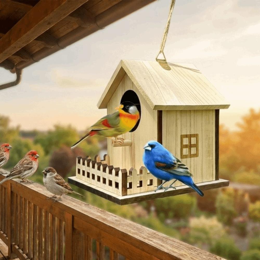 Hanging Bird Breeding Box Bird Cage Bird Feeder House Wood Bird House  Backyard Home
