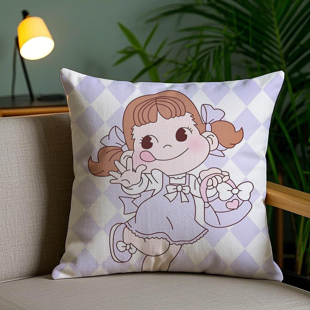 Candy Brand F-Fujiya Cushion Cover Plush Fabric Soft Double-Sided Printed Invisible Zipper Sofa Pillow Case Home Decor