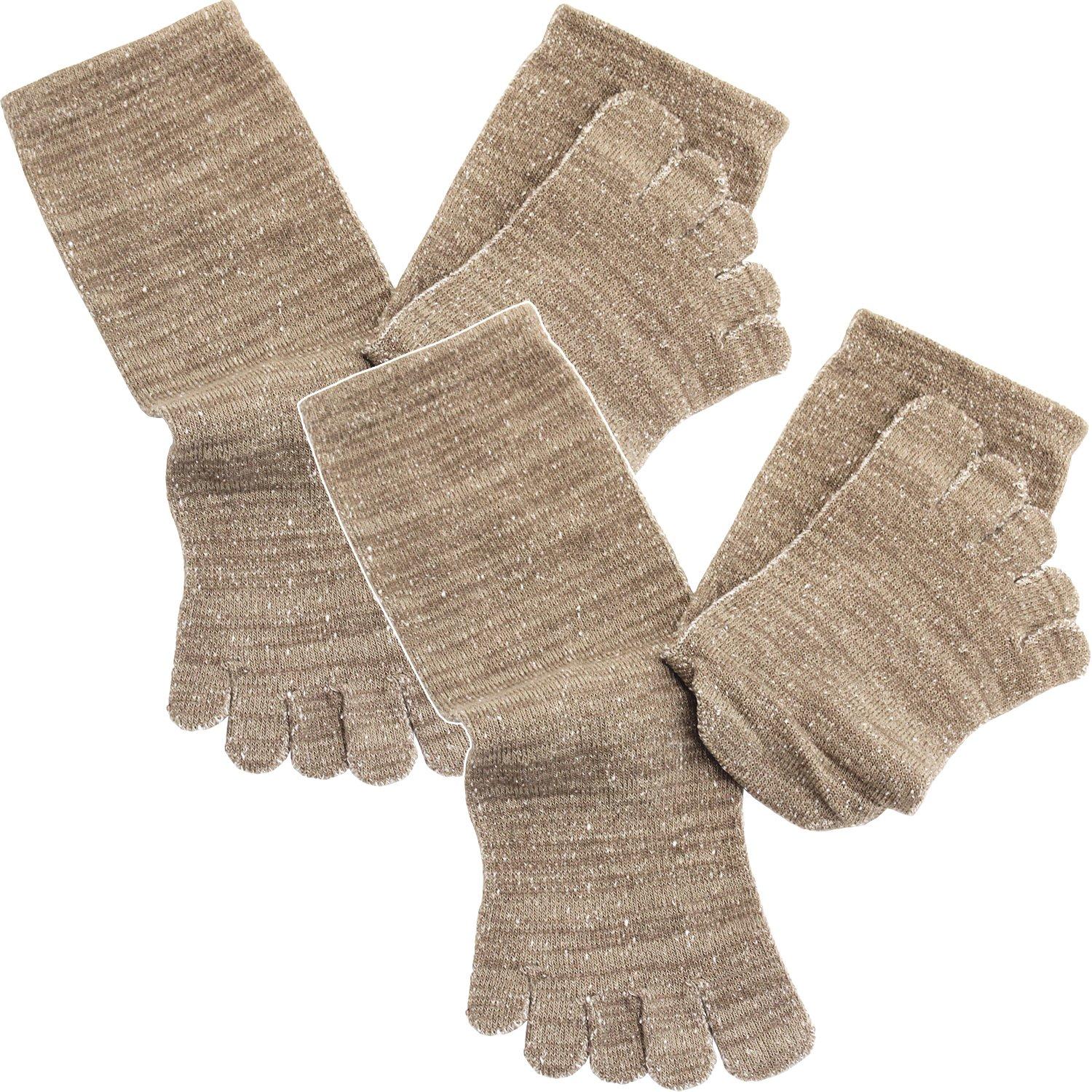 

Hiorie Шелк Хлопок Набор Носки Термобелье Внутренние Внешние Средней длины Пятипалые 2,