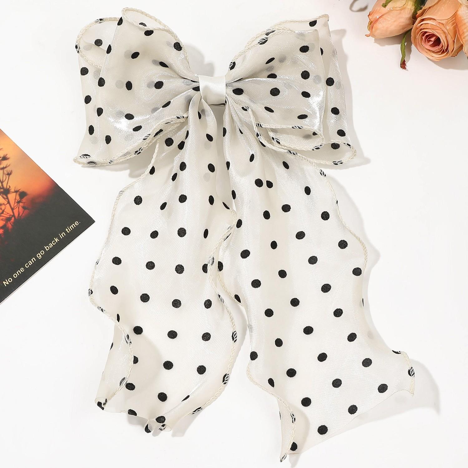 

Шифоновая заколка для волос с бантом, женская, большая, с бантом, заколка для волос для девочек, однотонная, с хвостиком, аксессуары для волос, головной убор, подарок