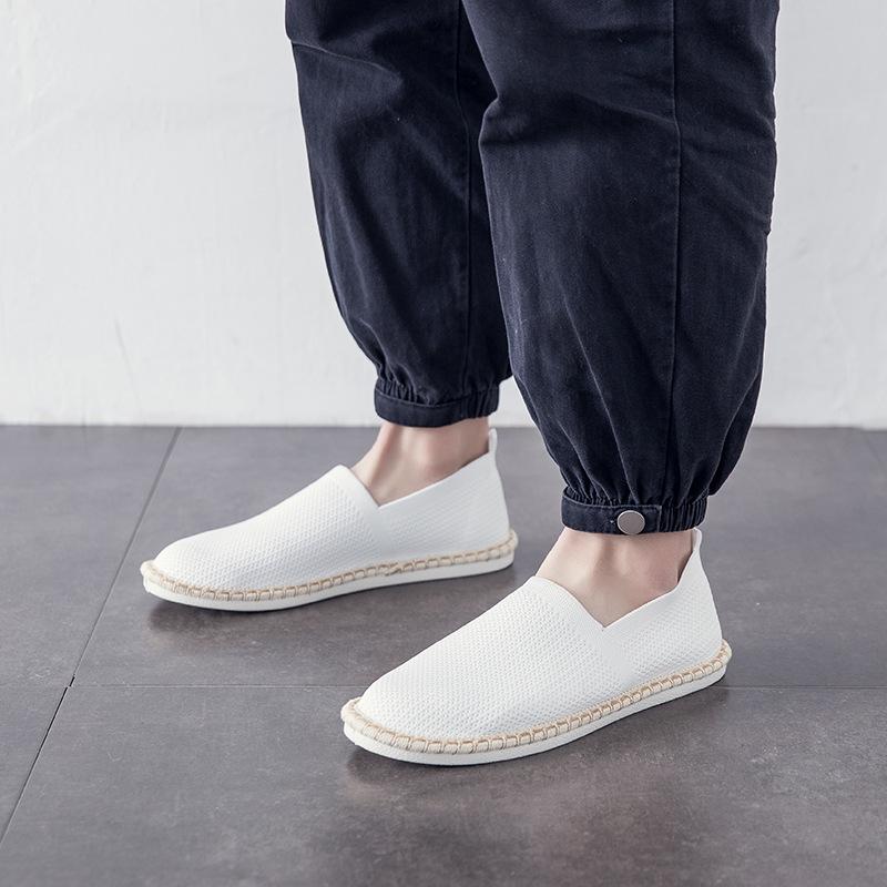 Sommer neue Fischer Schuhe Herren fliegendes gewebtes Mesh atmungsaktive alte Peking Stoffschuhe ein Pedal chinesischer Stil Freizeitschuhe