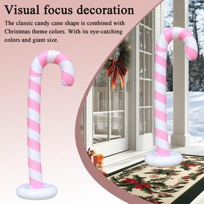 Inflatable Outdoor Ornaments 57inch Blow Up Props Giant Inflatable Candy Canes For Christmas Decorations For Home Lawn Holiday