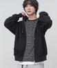 Moderment Applique Washed Oversized Zip-Up Hoodie [Black]