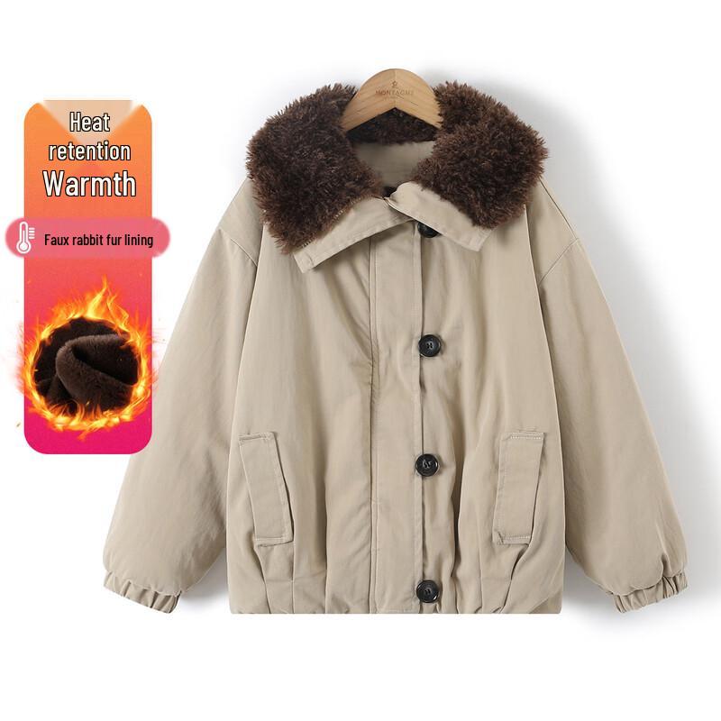 

Montagut Kids Faux Rabbit Fur Lapel Parka Coat 160