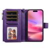 For iPhone 16 Magnetic Leather Case Mobile Cover with Detachable Zipper Wallet Strap