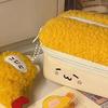 Cute Double-Layer Fried Shrimp Plush Pencil Case with Large Capacity for Students