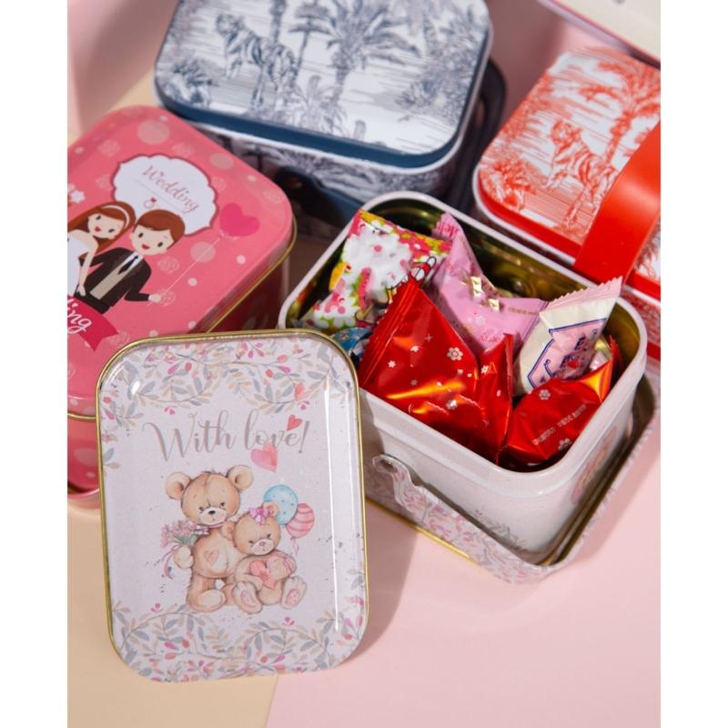 Vintage Small Suitcase Storage Tin Candy Box Gift Box Earphones Box Biscuits Organizer Portable Sundries Organizer Can