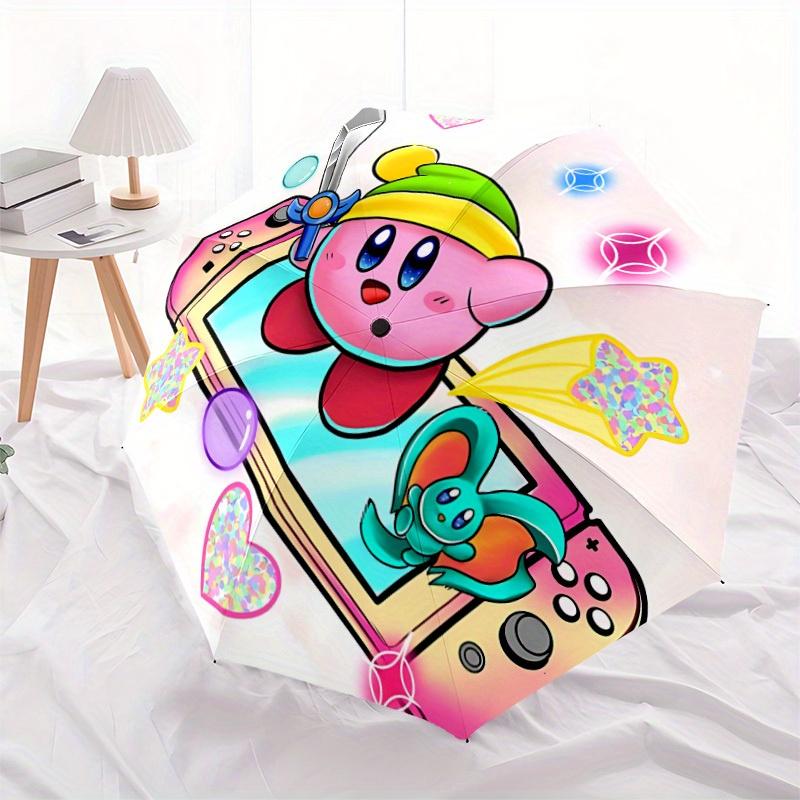 Kitty Kirby Gaming Adventure Automatic Open/Close Umbrella   Compact Travel Umbrella, 8 Rib Heavy Duty Construction, Ideal Gift, 147