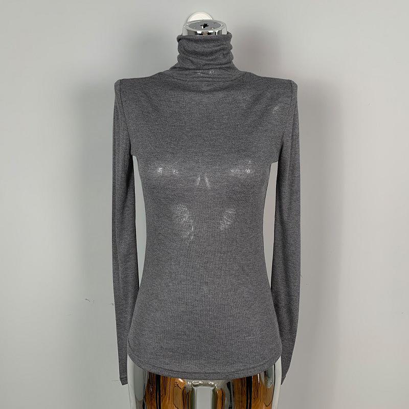 Women's Sheer High Neck Long Sleeve Korean T-shirt - Thin, Skin-friendly, Sexy Base Layer