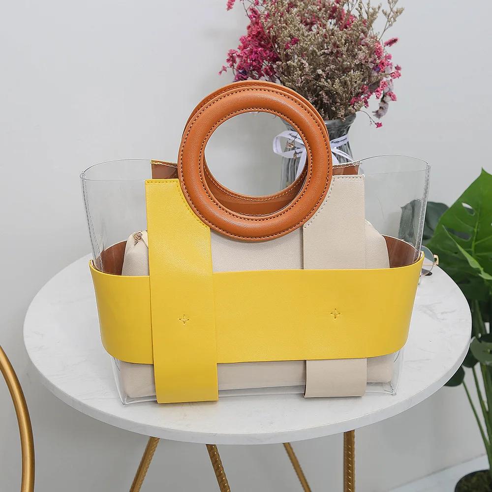 Sommer Klar Damen Große Kapazität Compound Schulranzen Reise PVC Schulter Messenger Taschen