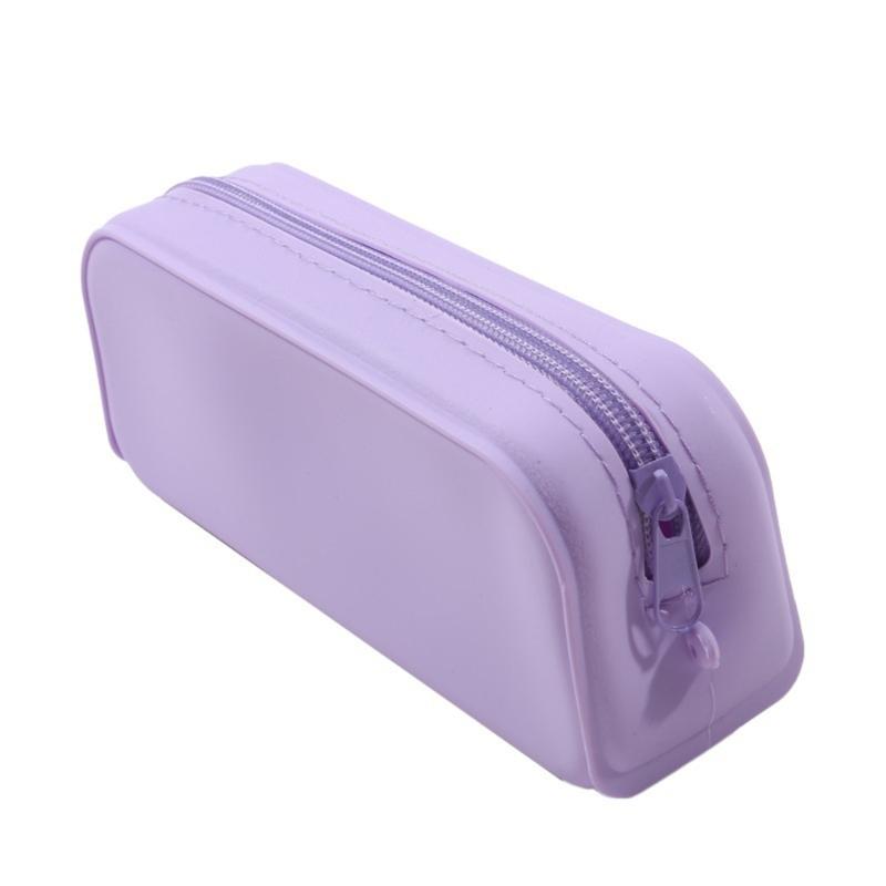 Silicone Pencil Case Water Resistant Pencil Bag Large Pencil Pouches Pen Organiser For School Office Travel Essential фиолетовый