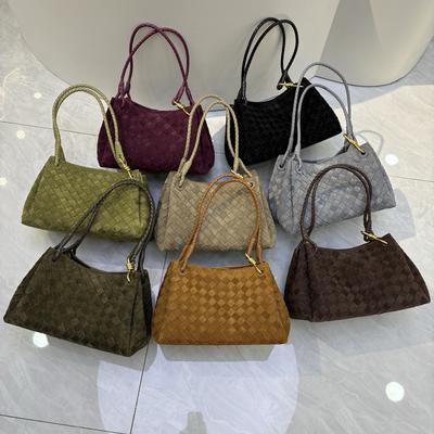 Cross-border Suede Woven Parachute First Layer Matte Cowhide Butterfly Buckle Bucket Bag Portable Shoulder Messenger Bag Bag Women