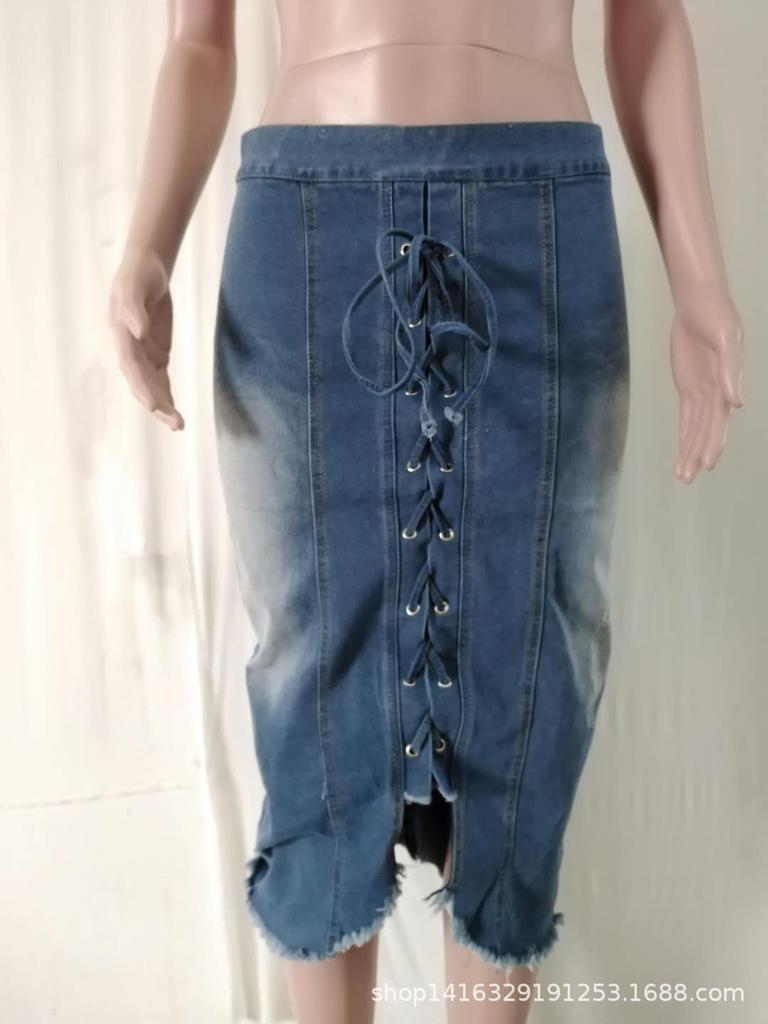 Four-color Eight-size Strap Corns Wash Denim Skirt