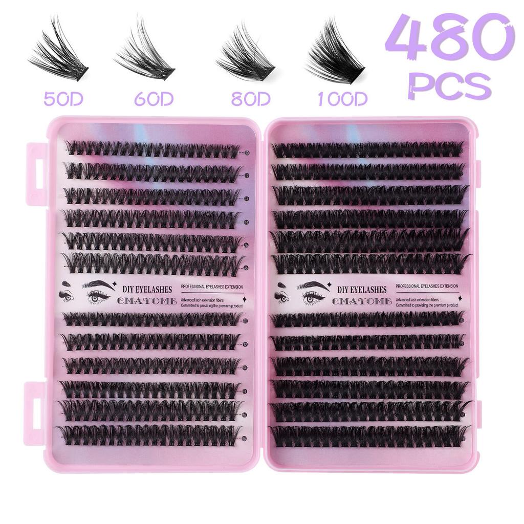 480 Tufts Diy Single Tufts Of False Eyelashes White Box Natural Thick D-Curve Segmented Grafting Eyelashes