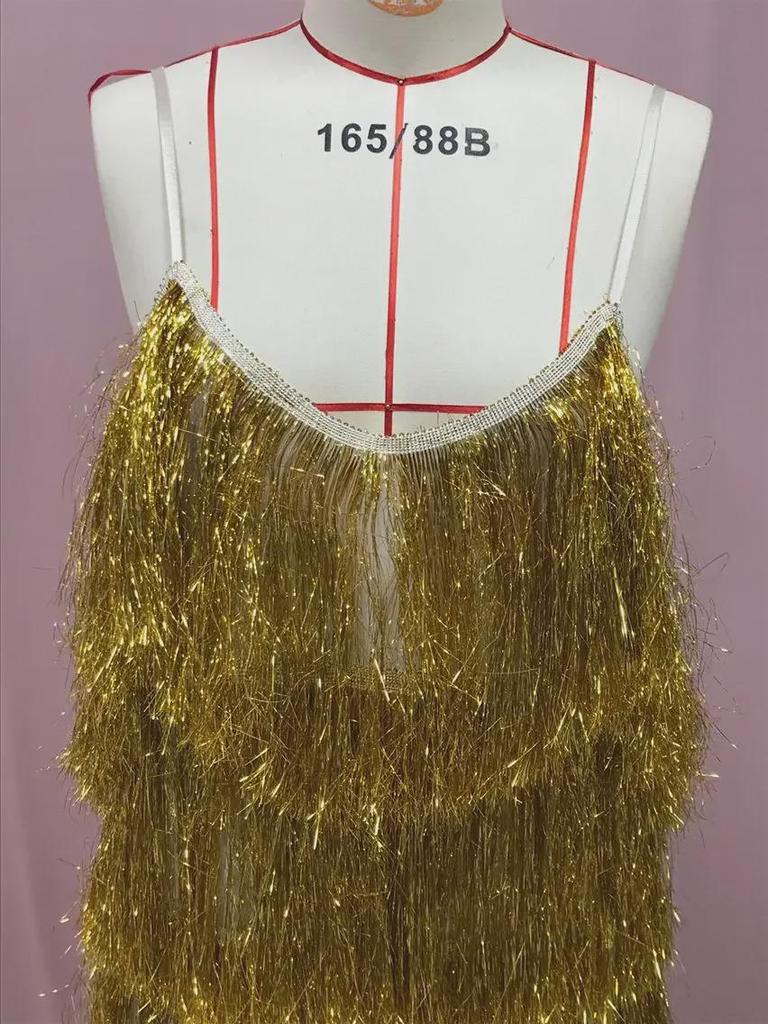 Spring 2025 Sleeveless V-neck Tassel Evening Dress for Women