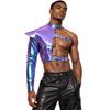 Men Metallic Shiny One Shoulder Crop Top
