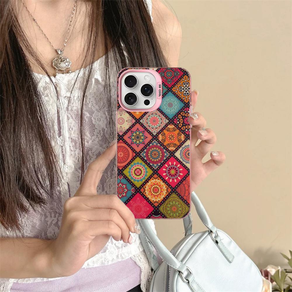 Mandala Flower Totem Phone Case For iPhone 16 15 14 13 12 11 Pro Max X XR XSMAX 8 7 Plus Matte Shockproof Back Cover