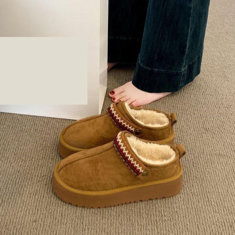 

Толстоподошвенные шлепанцы для женщин, Новый стиль, Полутапочки, Снежные ботинки, Хлопковая обувь 40 верблюд