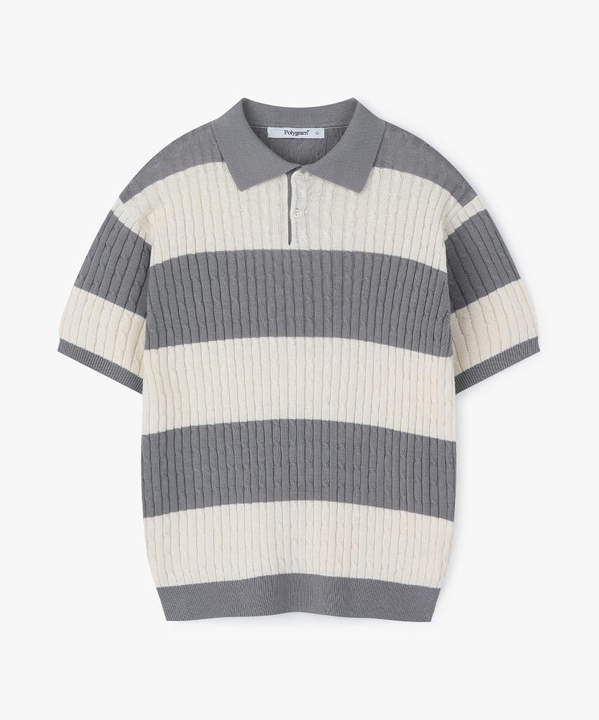 POLYGRAM Preppy Striped Collared Short Sleeve Knit - 5 Colors