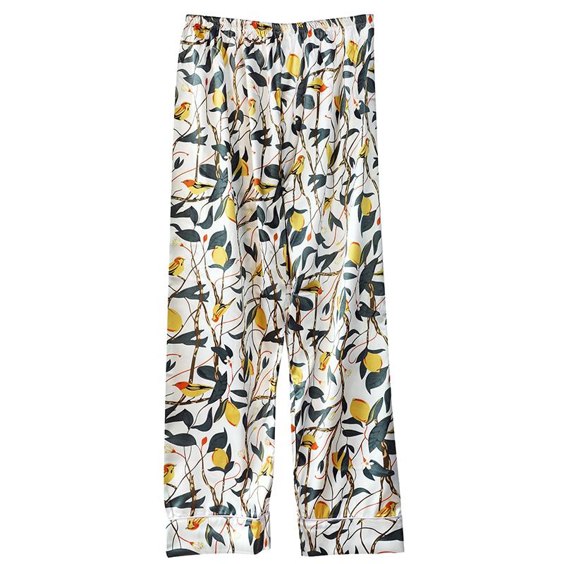 Drucken Blumen Pyjamas Set Frauen Koreanische Hause Tragen Lange Ärmeln Set Satin Lange Hose Casual Chic Nachtwäsche Trend