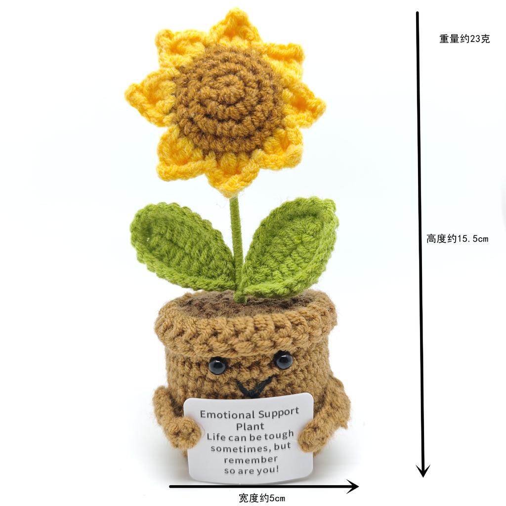 Păpușă Rechin Croșetată Amuzantă cu Energie Pozitivă Cu Card Suport Emoțional Croșetat Drăguț Tricotat Lână Albină Decor Cameră Cadouri de Crăciun