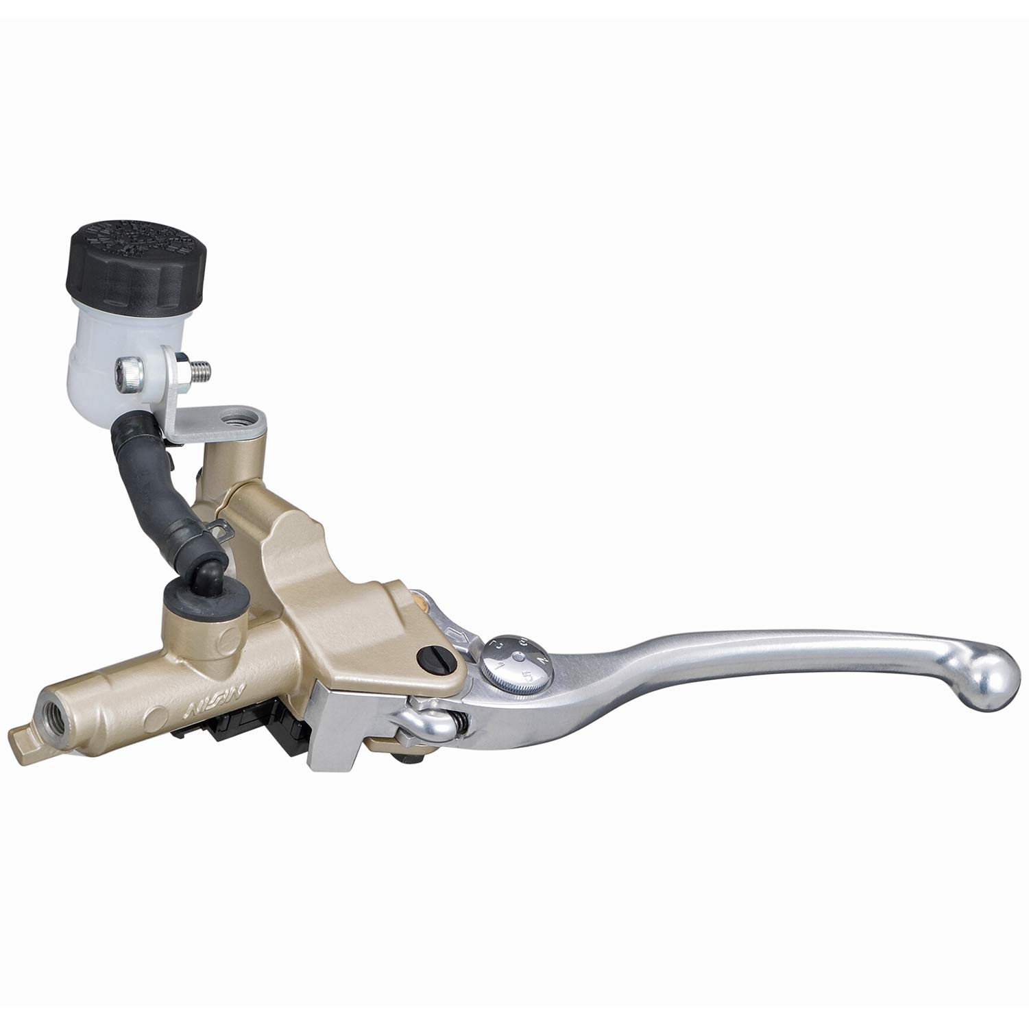 

Daytona NISSIN Motorcycle Clutch Master Cylinder, Horizontal, 5/8-inch, Gold Body/Buffed Clear Lever, 61752