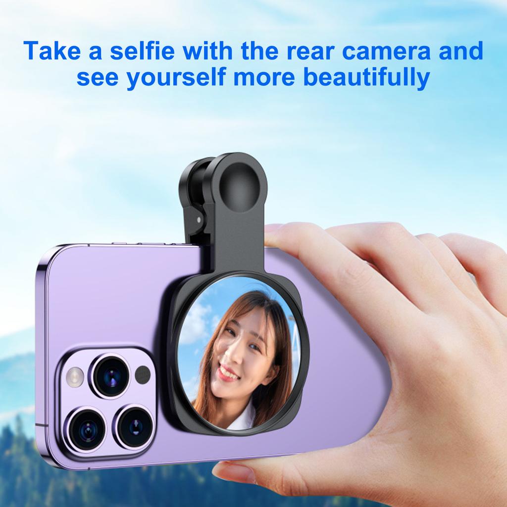 Phone Rear Camera Selfie Mirror with BT Remote Control for Selfie Vlog Live Stream