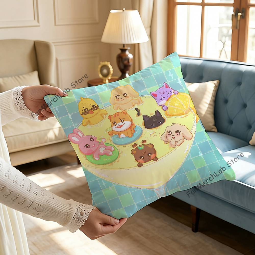 Cute AANITEEZ Anime Pillow Case Antidustmite Pillowcase Invisible Zipper Silky Short Plush Sofa Cushion Cover