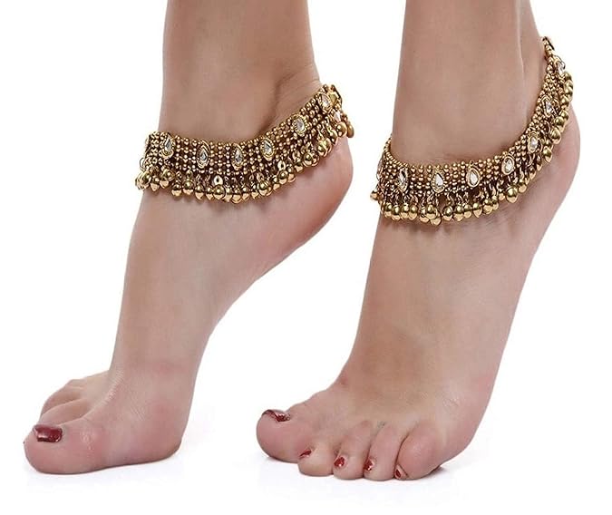 Traditional Jewellery Antique Gold Kundan Payal
