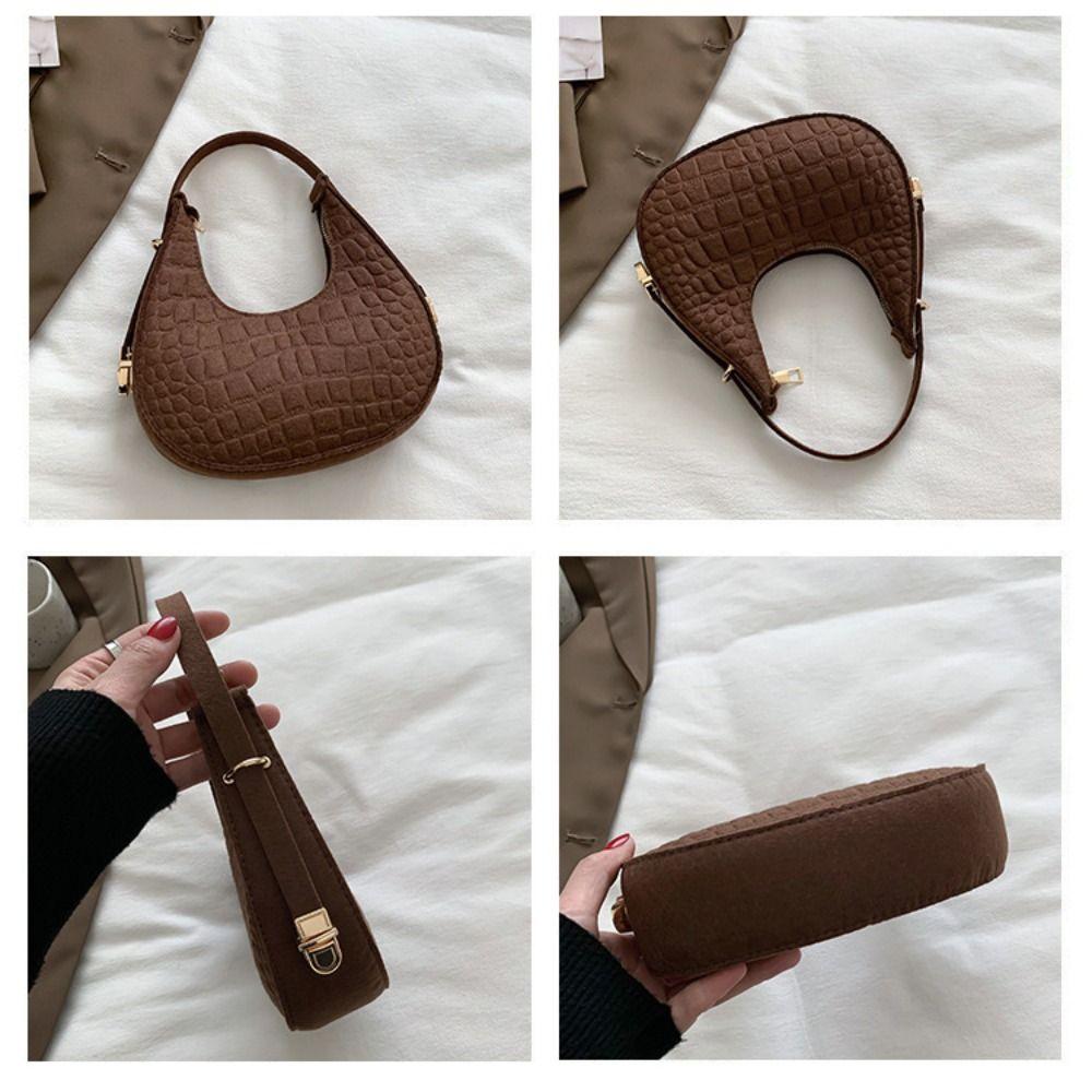 Shoulder Pouch Crescent Bag Solid Color Felt Handbag Simple Cloth Shoulder Bag  Girls