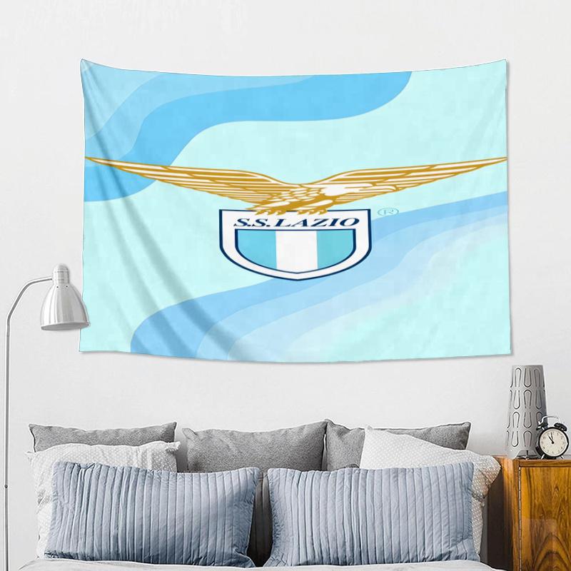 Lazio Football Crest Printed Tapestry, Fabric Tapestry Wall Hanging Decoration for Bedroom, Living Room, Dorm Room Home Party Fan Gifts