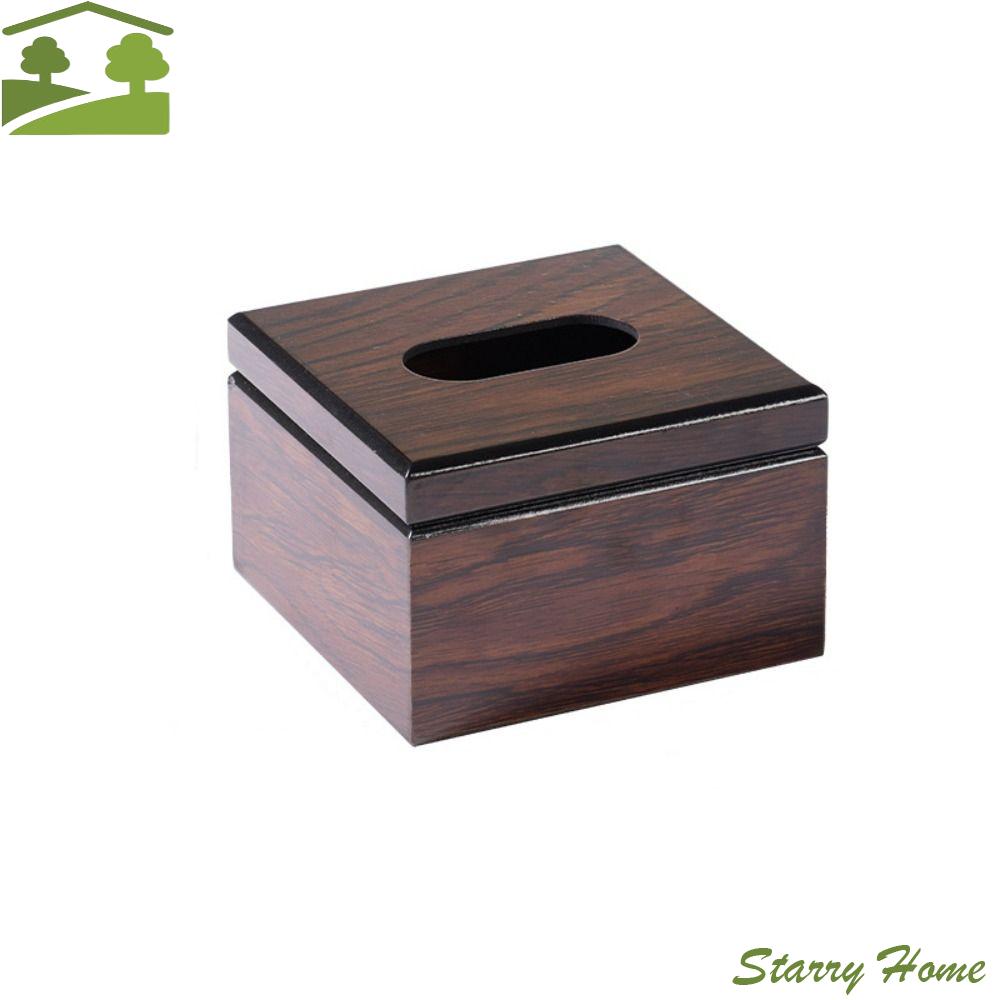 Imitation Walnut Wood Desktop Tissue Box Square Wooden Paper Storage Box High Quality Home Decoration Tissue Dispenser