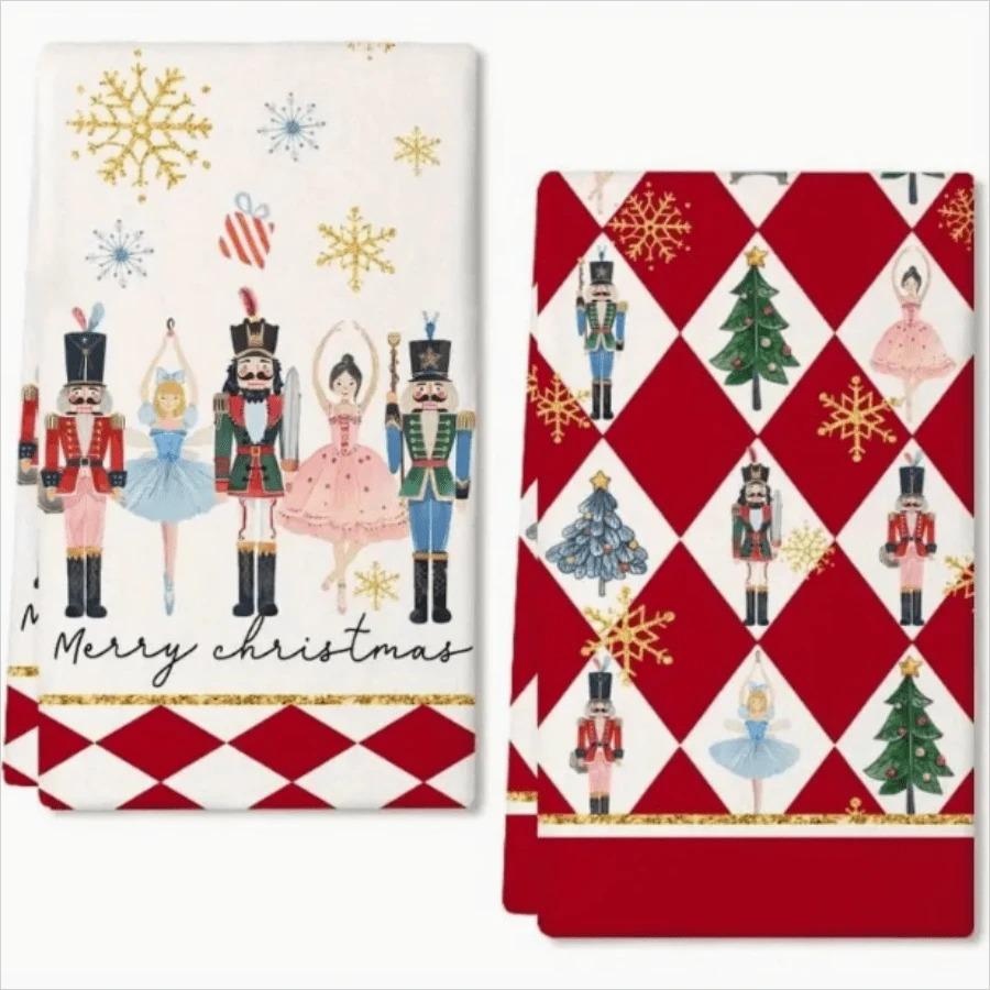1pc/2pc/4pc/pack Christmas Scrub Sponge Creative Kitchen Dish Cloth Festive Cleaning Decor for Home & Table Kitchen Dish Towel Xmas Cleaning Supplies