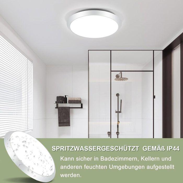 Plafonnier LED NETTLIFE avec détecteur de présence, IP44, 4000K blanc neutre, lampe plafond automatique pour salle de bain couloir