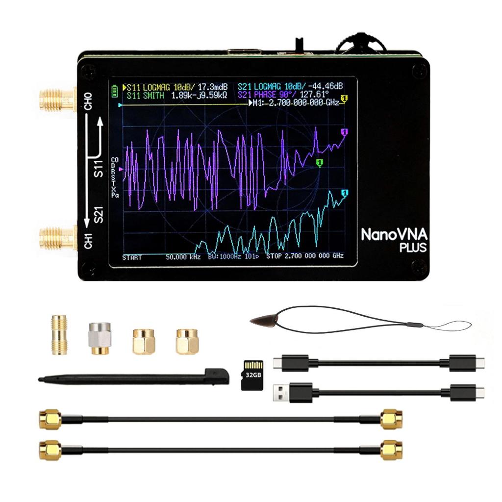 2.8Inch Upgraded NanoVNA Plus 50kHz-2.7GHz Handheld Vector Network Analyzer