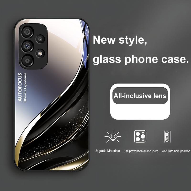 

Черно-золотой абстрактный чехол из закаленного стекла для Samsung Galaxy S23 U Ltra 24 Plus S20 21 FE S25 Ultra A70 A72 73 51 52 53 Samsung S21 FE