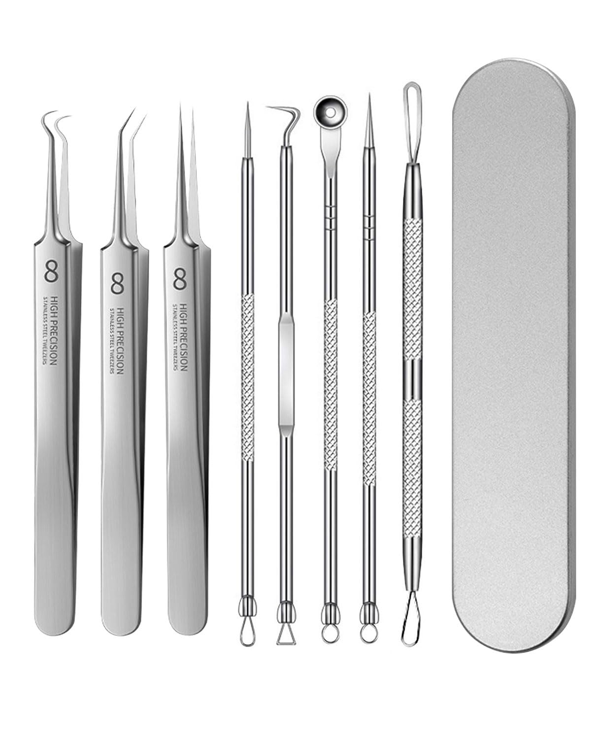 

Samcos Precision Tweezers for Blackhead for Removing and Pore Precision Blackhead Storage Case Included Set of Removal, 0.1mm Tip, Ultra-Fine,
