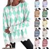 Women's Crewneck Sweatshirt with Scalloped Wavy Hem and Print for Casual Everyday Wear