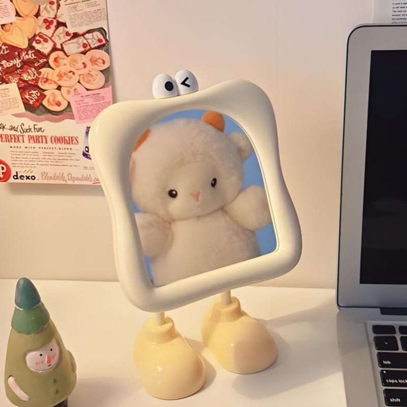 Cute Cartoon Large Eye Makeup Mirror Desktop Footstool Women'S Makeup Supplement Mirror High Aesthetic Value Mirror