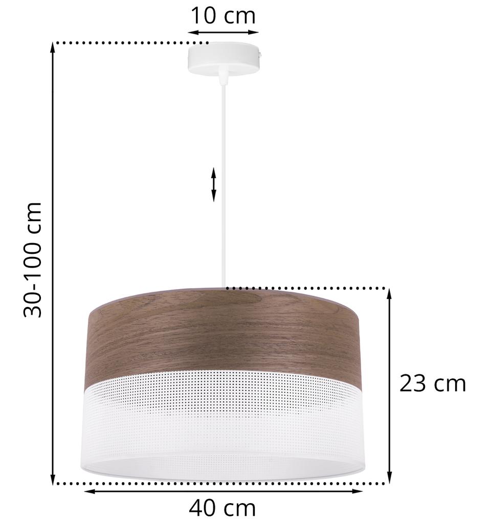 Single Hanging Lamp, Walnut Veneer Lampshade, 40Cm