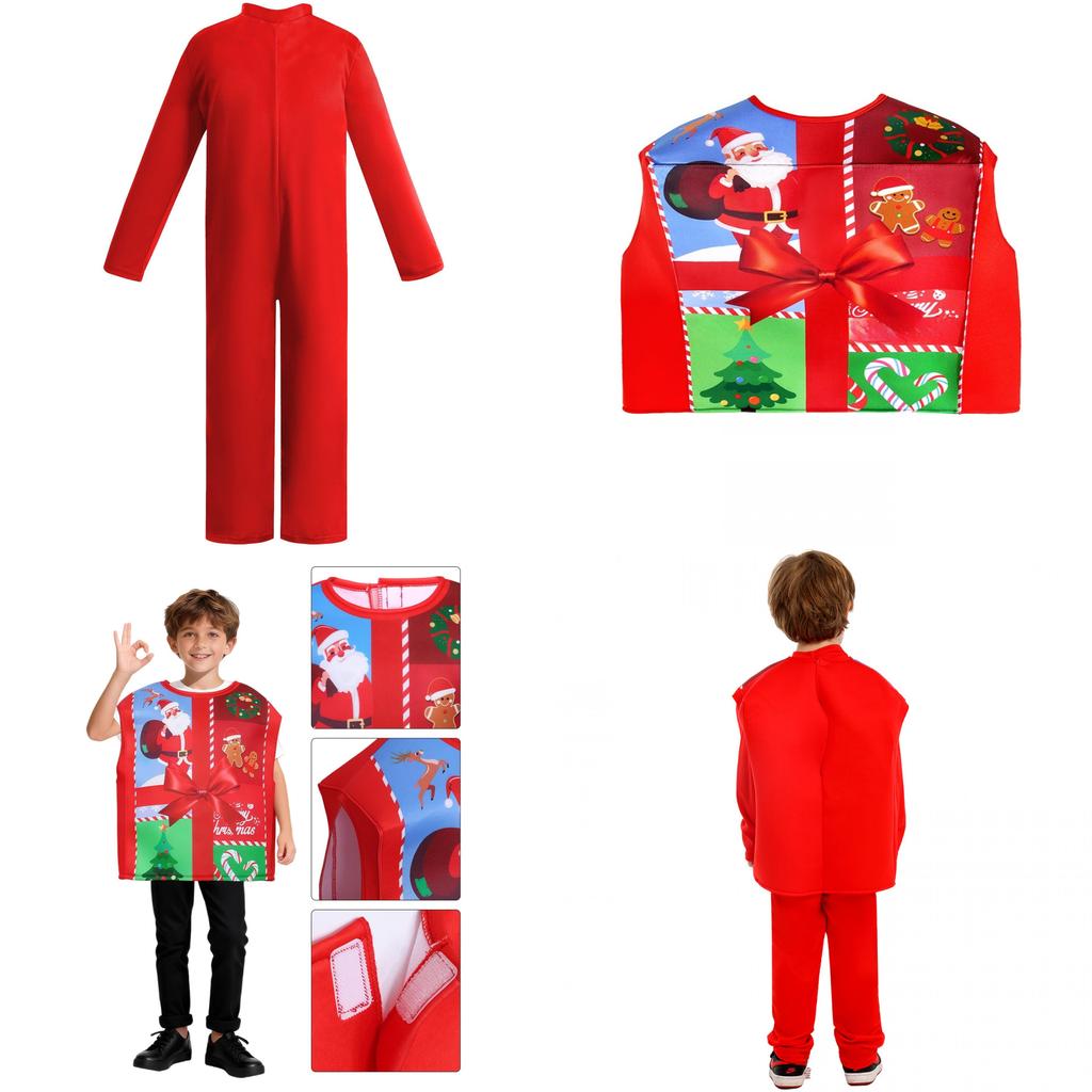Christmas Gift Box Costume For Kids With Sponge Material For Holiday Stage Performances