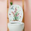 1Pcs Flower Floral Toilet Stickers Green Plant Leaves Wall Stickers Decoration Waterproof Self-Adhesive Decals Bathroom Sticker