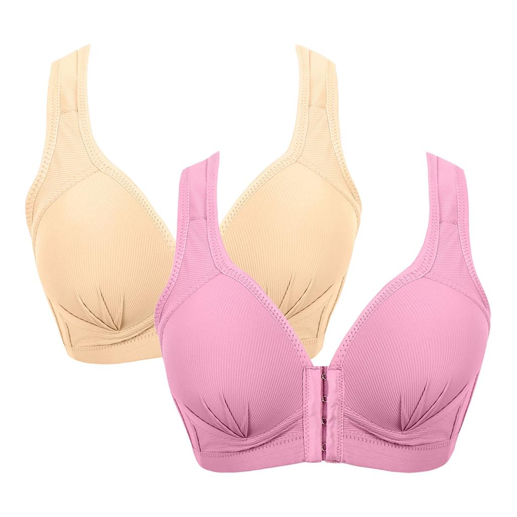 2ks Dámské spodní prádlo se zapínáním vpředu na extra elastické prodyšné krajkové lemování